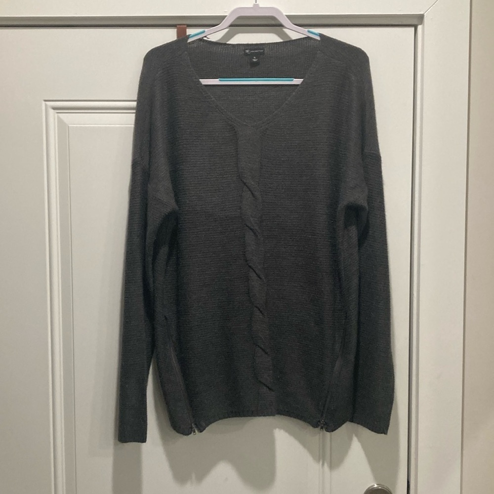 New Directions Cable Knit Sweater With Zipper Detail XL